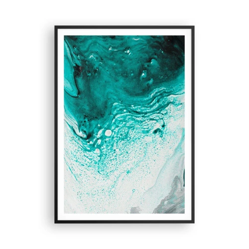 Affiche dans un cadre noir - Poster - Se fondre dans le bleu et le turquoise - 70x100 cm