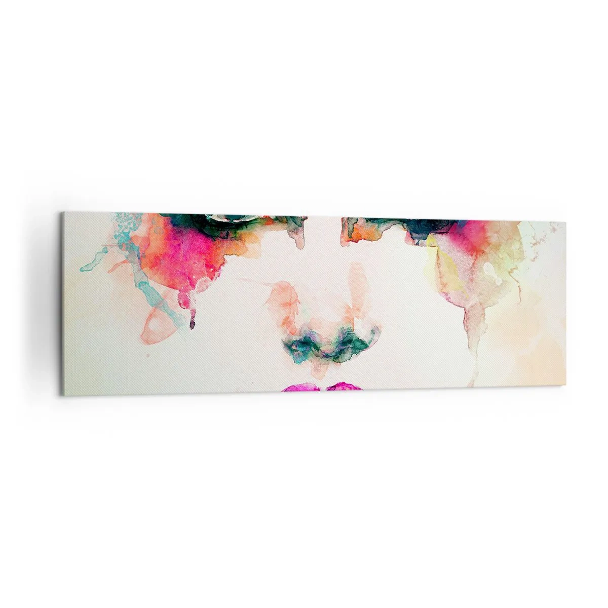 Impression sur toile - Image sur toile - Portrait abstrait d'une femme aux couleurs intenses - 160x50cm - Un portrait peint avec un arc-en-ciel - Décoration murale moderne pour le salon et la chambre ARTTOR