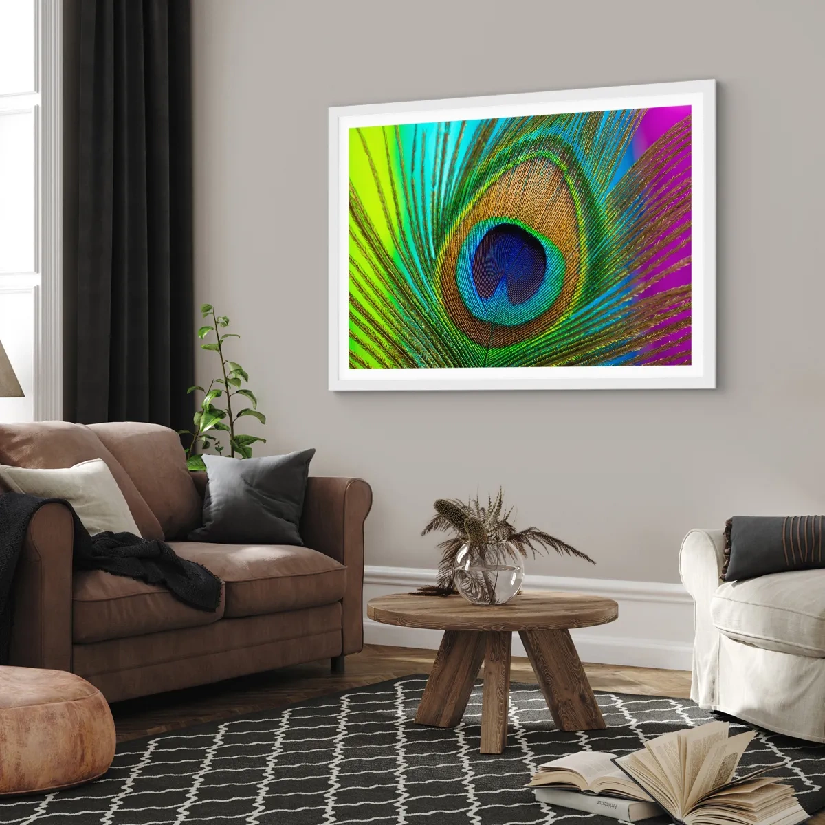 Affiche dans un cadre blanc - Poster - Les yeux dans les yeux - 100x70 cm