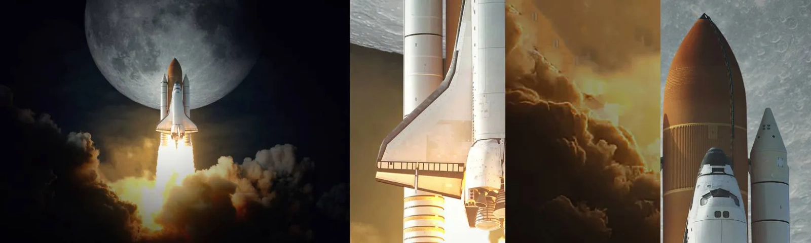 Échantillon de Papier Peint Autocollant Deluxe Sticker - Le début d'une aventure surnaturelle - Lune, Une fusée spatiale, NASA - 100x30 cm