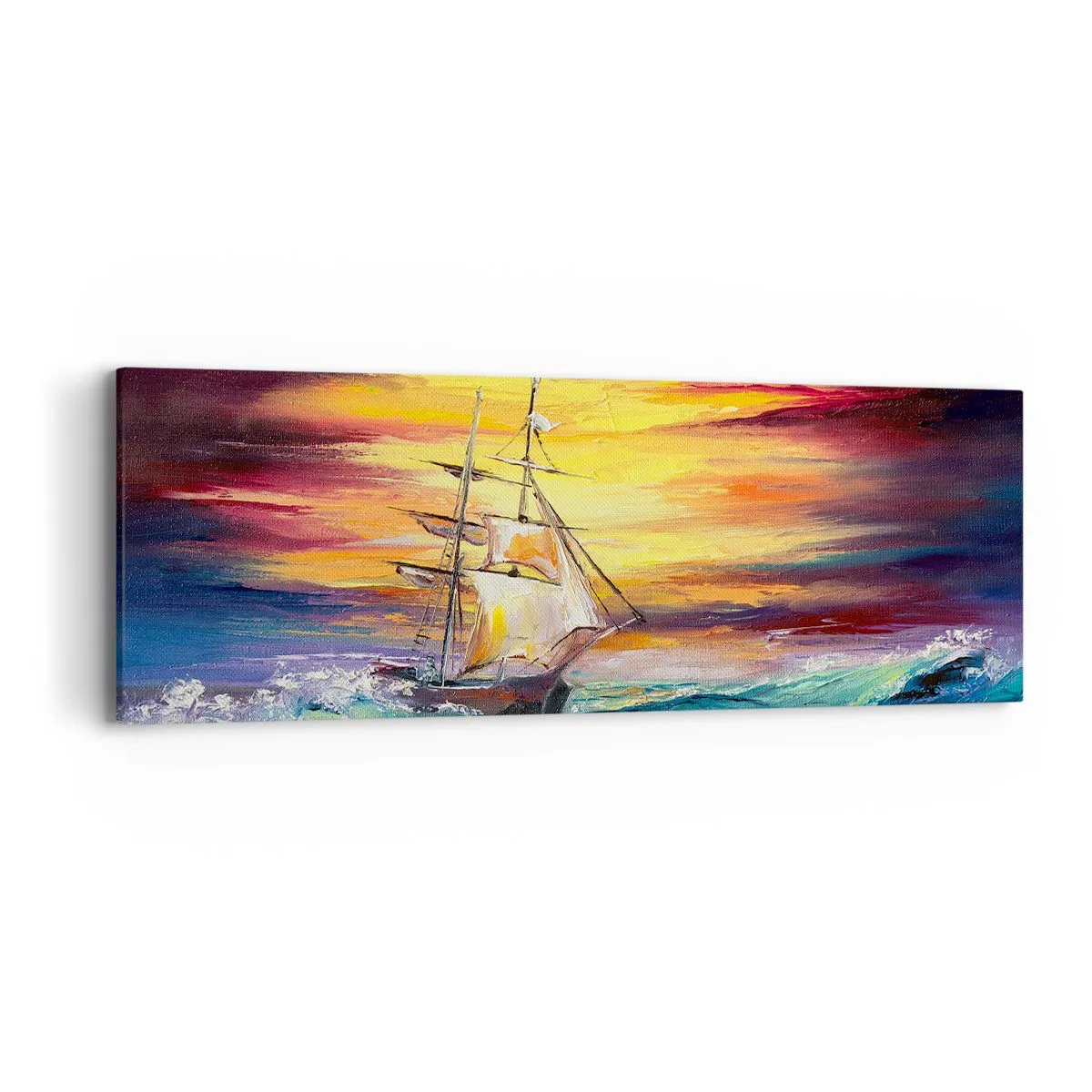 Impression sur toile - Image sur toile - Courageusement sous les vagues - 90x30 cm