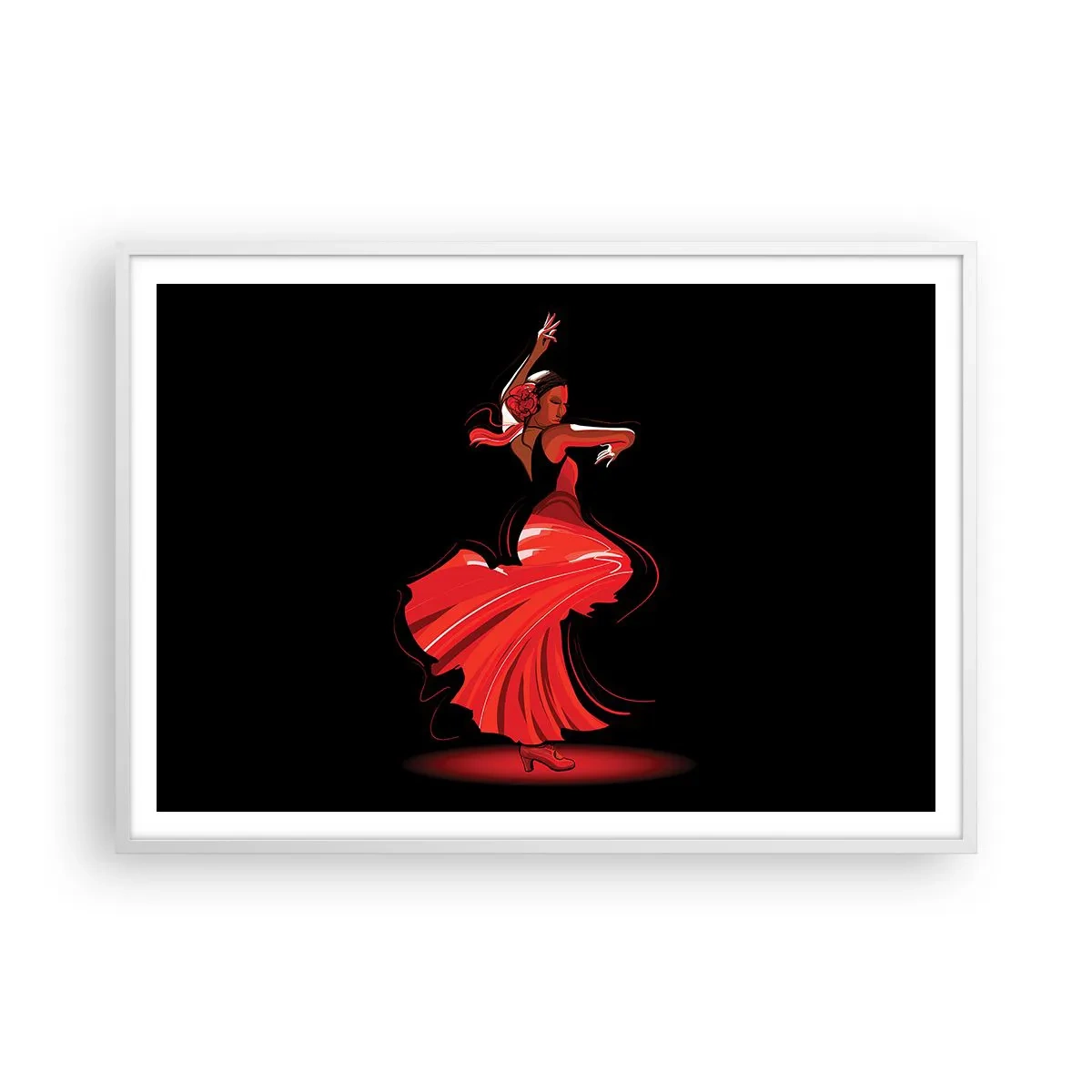 Affiche dans un cadre blanc - Poster - L'esprit fougueux du flamenco - 100x70 cm