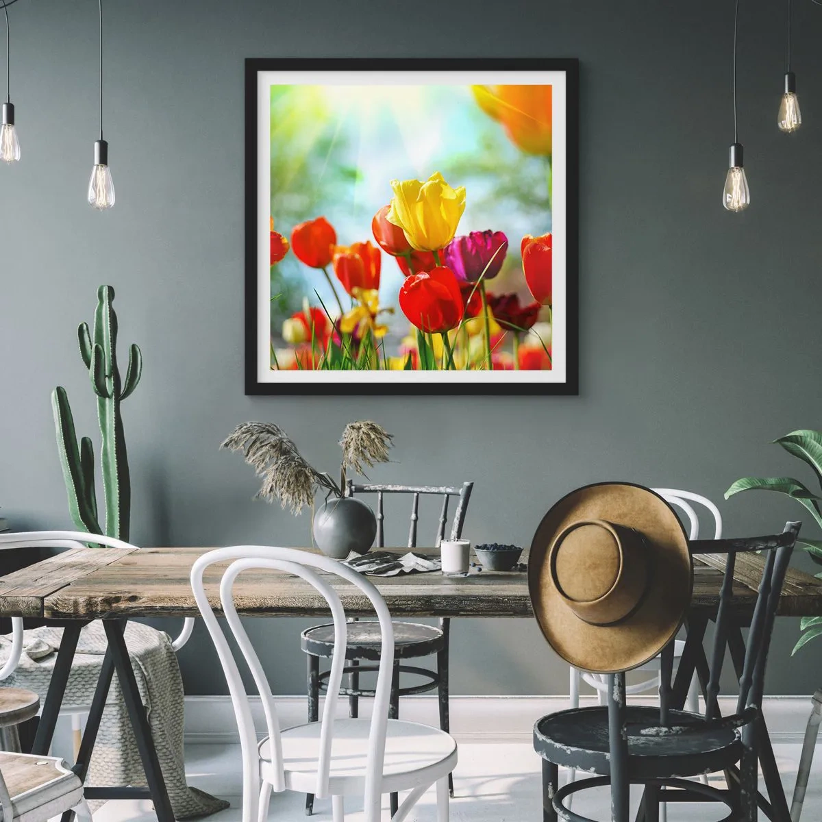 Affiche dans un cadre noir - Poster - Toutes les couleurs du soleil - 40x40 cm