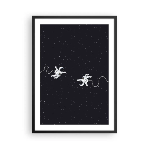 Affiche dans un cadre noir - Poster - Deux astronautes flottant dans l'espace - 50x70cm - Sortie cosmique - Décoration murale moderne pour le salon et la chambre ARTTOR