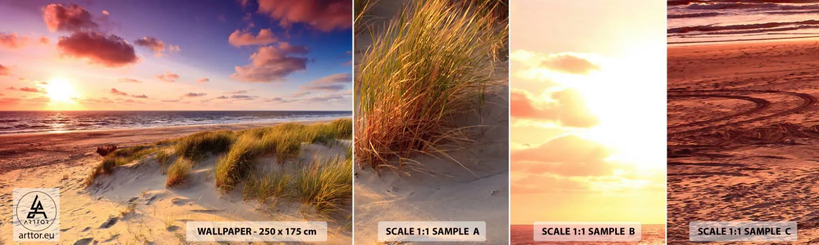 Échantillon De Papier Peint Standard Eco - L'air sent déjà l'été - Paysage, Plage, Dune - 100x30 cm