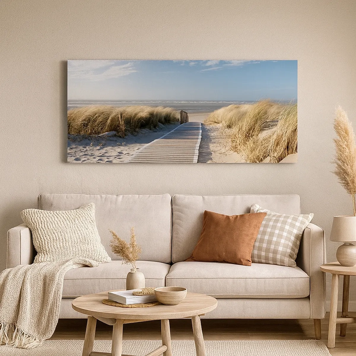 Impression sur toile - Image sur toile - Derrière la dune, dans le bruissement de l'herbe - 30x30 cm