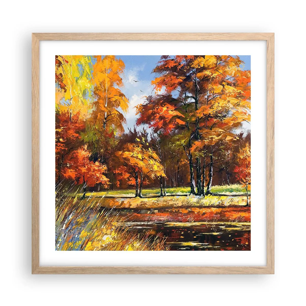 Affiche dans un chêne clair - Poster - Paysage en or et bronze - 50x50 cm