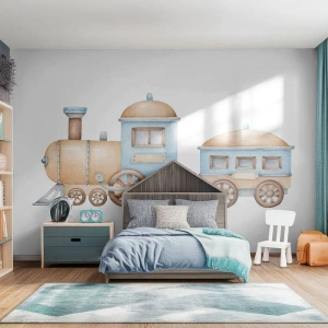 Papier Peint Photo Premium Canvas - Il est à la gare... - Enfants, Former, Rétro - 250x175 cm