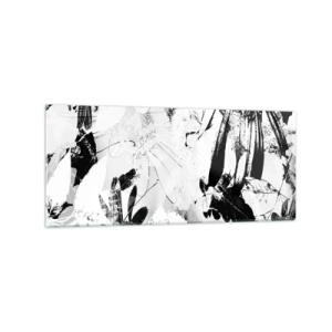 Impression sur verre - Image sur verre - Fleurs abstraites en noir et blanc dans un style minimaliste - 120x50cm - Automne en négatif - Décoration murale moderne pour le salon et la chambre ARTTOR