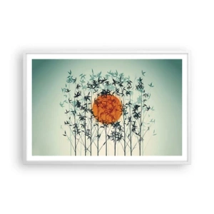 Affiche dans un cadre blanc - Poster - Soleil japonnais - 91x61 cm