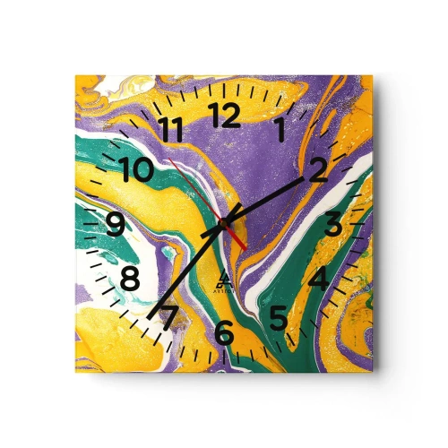 Horloge murale - Pendule murale - Ondes de couleur - 40x40 cm