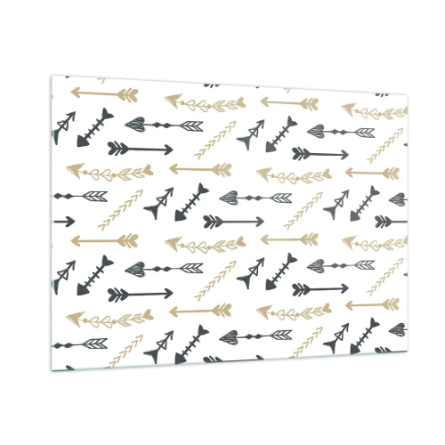 Impression sur verre - Image sur verre - Un motif de flèches de différentes couleurs sur fond blanc - 100x70cm - Le rêve de l'archer - Décoration murale moderne pour le salon et la chambre ARTTOR