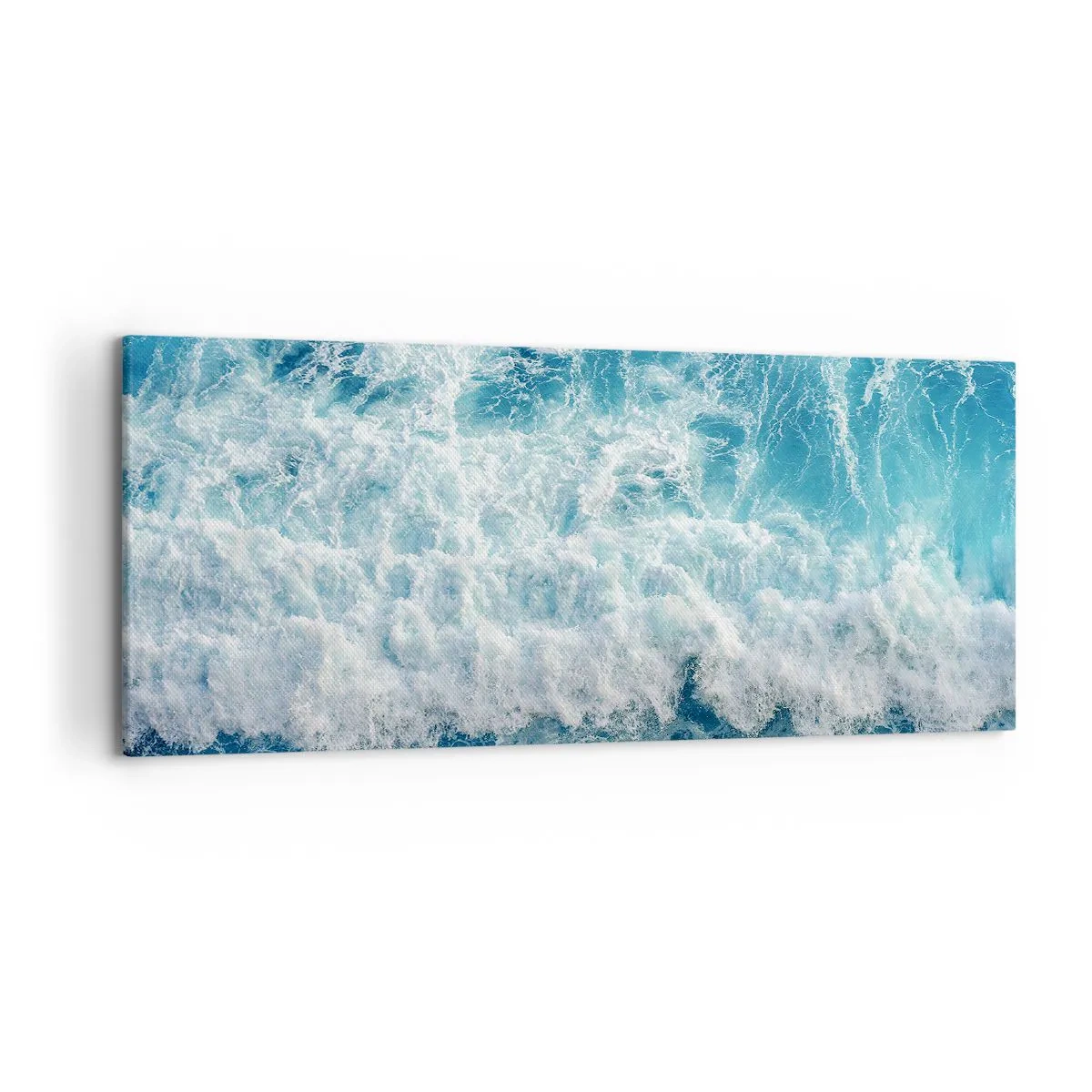 Impression sur toile - Image sur toile - Vagues océaniques dynamiques dans des tons de bleu - 120x50cm - Joyeusement et en sautant - Décoration murale moderne pour le salon et la chambre ARTTOR