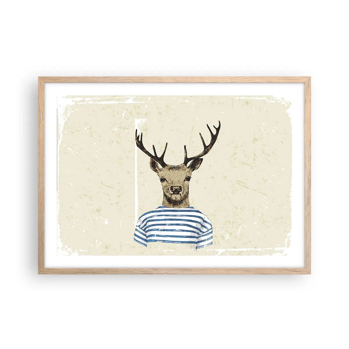 Affiche dans un chêne clair - Poster - Parce que j'aime les chemises rayées - 70x50 cm