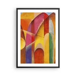 Affiche dans un cadre noir - Poster - Abstraction colorée avec des formes géométriques - 50x70cm - Cathédrale du soleil - Décoration murale moderne pour le salon et la chambre ARTTOR