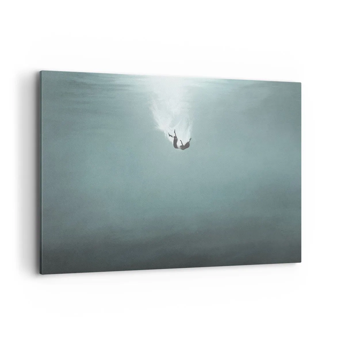 Impression sur toile - Image sur toile - Une silhouette immergée dans une eau turquoise profonde - 120x80cm - Dans les bras de l'océan - Décoration murale moderne pour le salon et la chambre ARTTOR