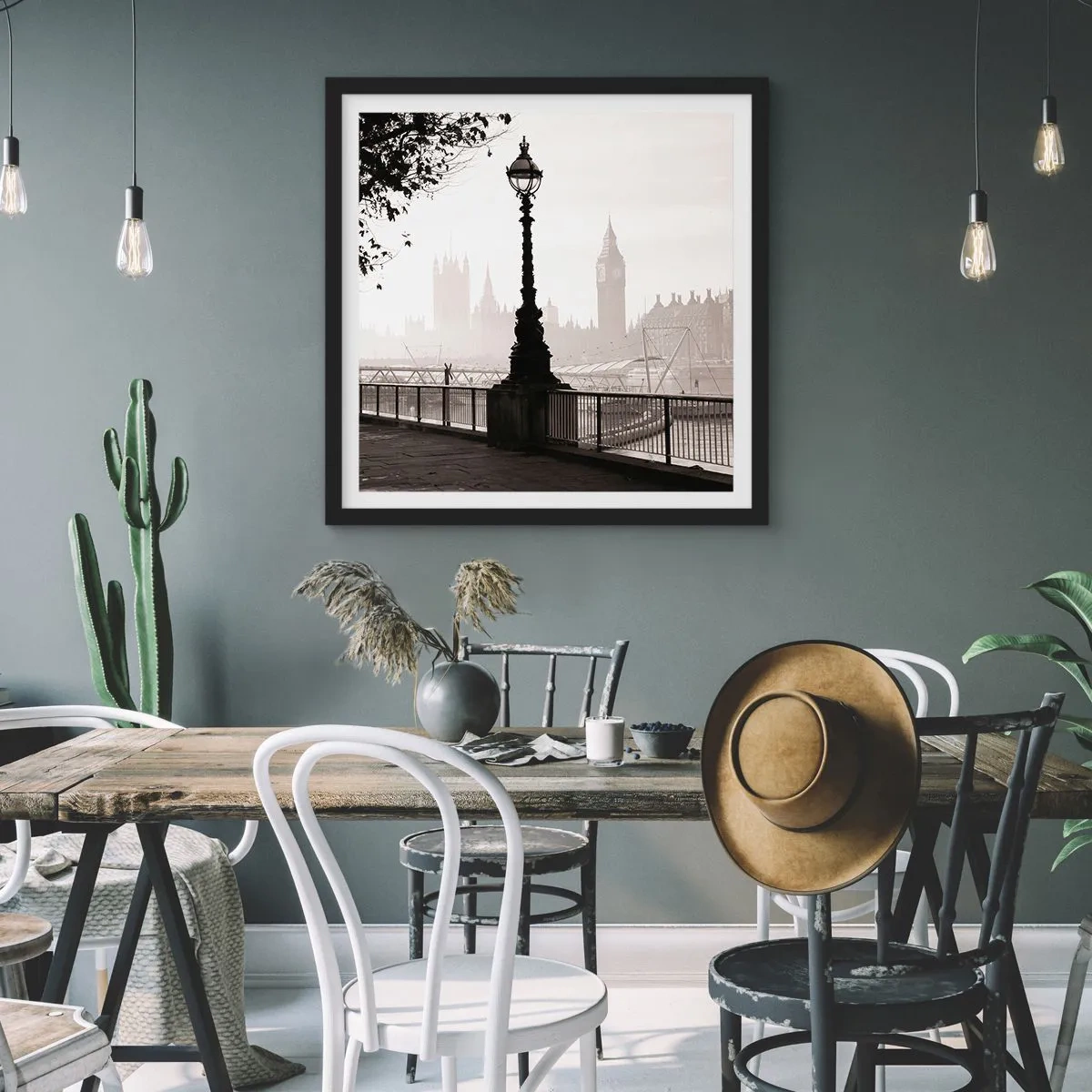 Affiche dans un cadre noir - Poster - Un matin londonien - 30x30 cm