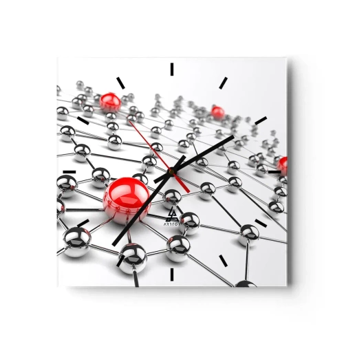 Horloge murale - Pendule murale - Toile argentée - 40x40 cm