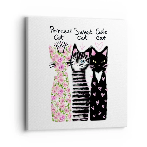 Impression sur toile - Image sur toile - Il y avait trois chats - 30x30 cm