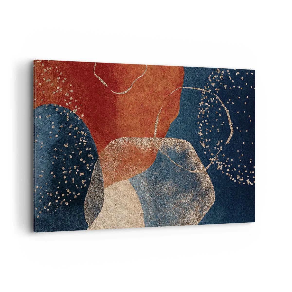 Impression sur toile - Image sur toile - Formes abstraites dans des tons de rouge et de bleu - 120x80cm - La légèreté de l'être - Décoration murale moderne pour le salon et la chambre ARTTOR