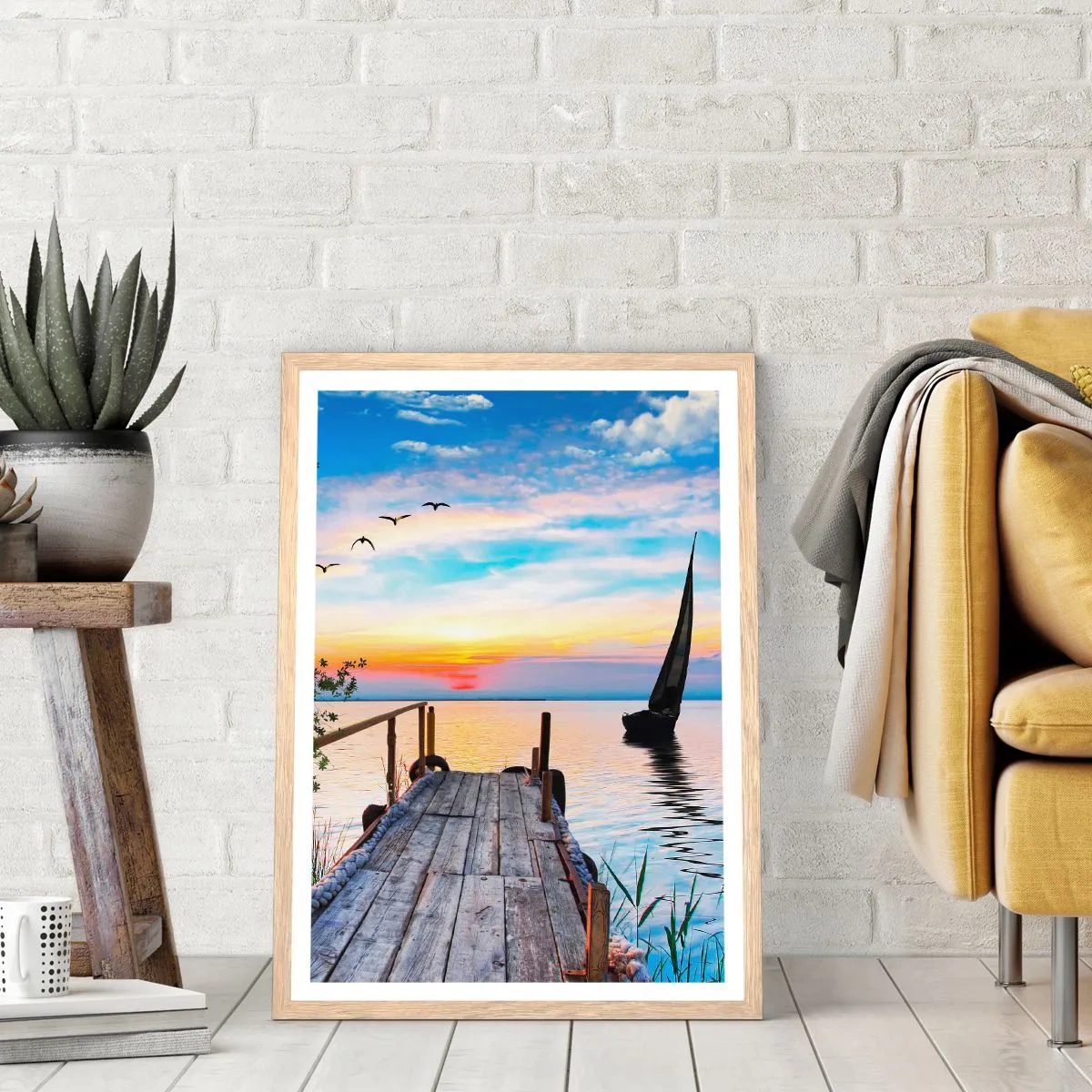 Affiche dans un chêne clair - Poster - Bonsoir! - 70x100 cm