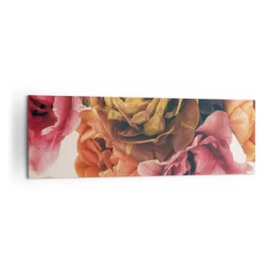 Impression sur toile - Image sur toile - Un bouquet de fleurs variées aux couleurs intenses - 160x50cm - La fête de la vie - Décoration murale moderne pour le salon et la chambre ARTTOR