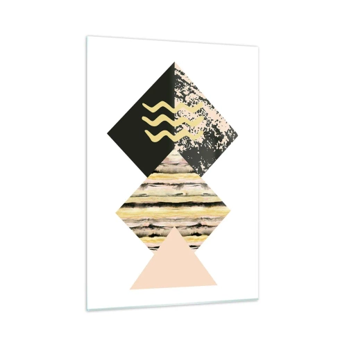 Impression sur verre - Image sur verre - Composition géométrique abstraite avec des triangles et des textures - 50x70cm - Pas si simple - Décoration murale moderne pour le salon et la chambre ARTTOR