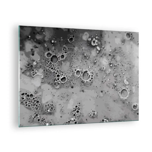 Impression sur verre - Image sur verre - Un motif abstrait ressemblant à la surface de la lune dans des tons de gris. - 70x50cm - Comme un paysage lunaire - Décoration murale moderne pour le salon et la chambre ARTTOR