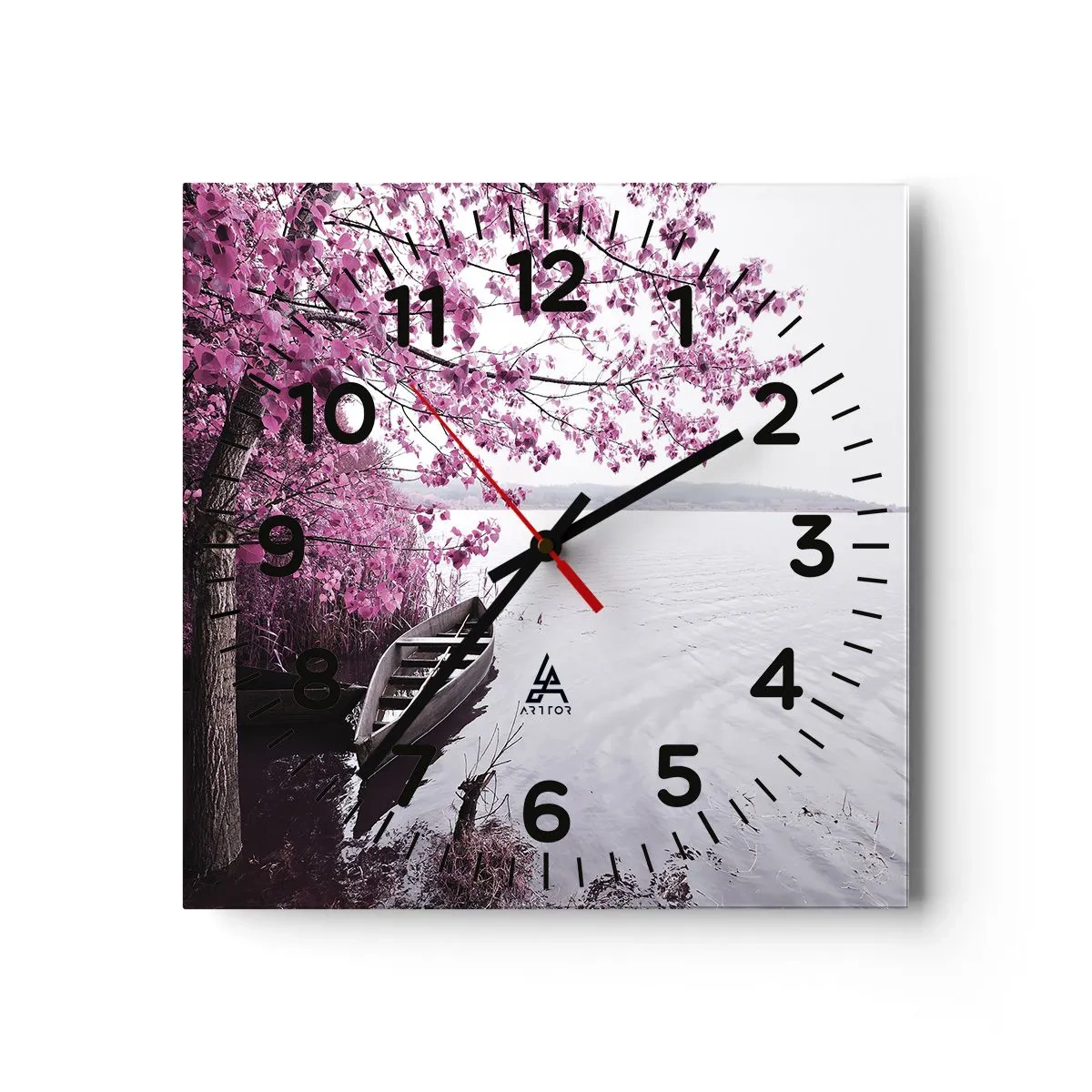 Horloge murale - Pendule murale - Dans un silence rose - 40x40 cm