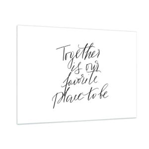 Impression sur verre - Image sur verre - Inscription calligraphique minimaliste sur fond blanc - 100x70cm - Vous aussi vous le sentez? - Décoration murale moderne pour le salon et la chambre ARTTOR