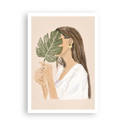 Affiche - Poster - Portrait mystérieux avec un éventail - 70x100 cm