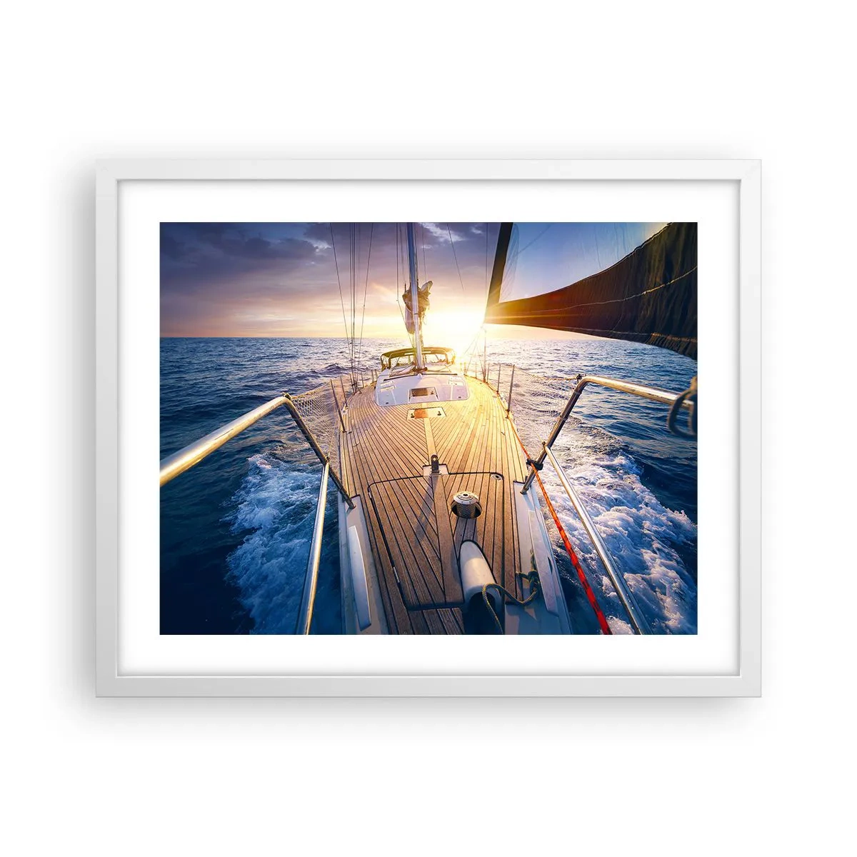 Affiche dans un cadre blanc - Poster - Courir sur les vagues - 50x40 cm