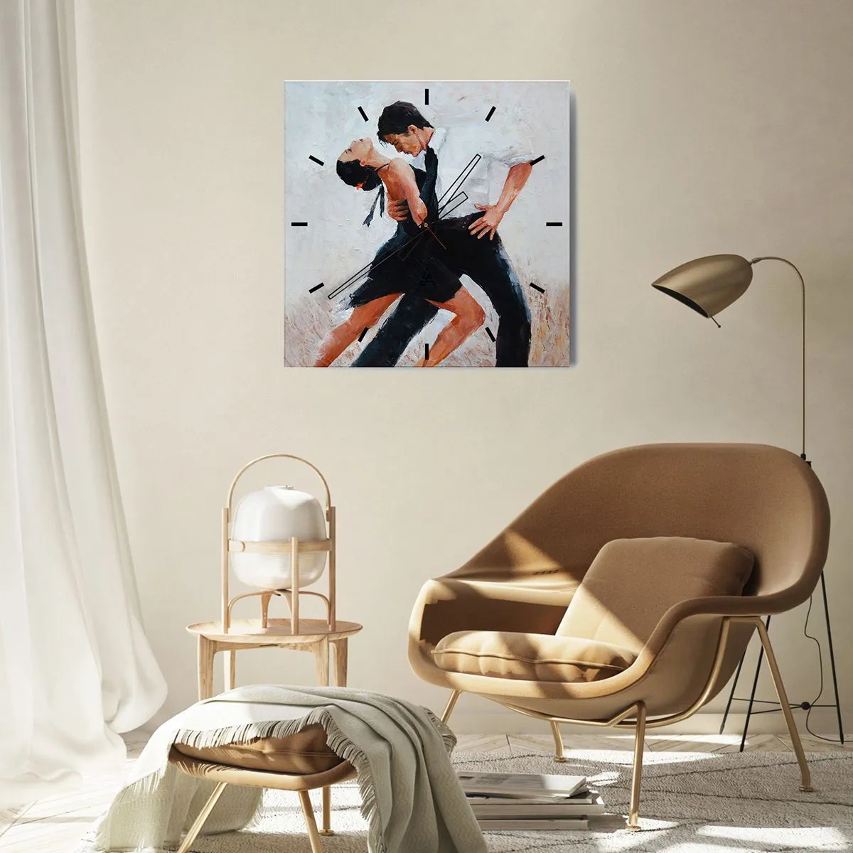 Horloge murale - Pendule murale - Un couple dansant dans une photo élégante et sensuelle - 30x30cm - Tango de mes rêves et pensées - Décoration murale moderne pour le salon et la chambre ARTTOR