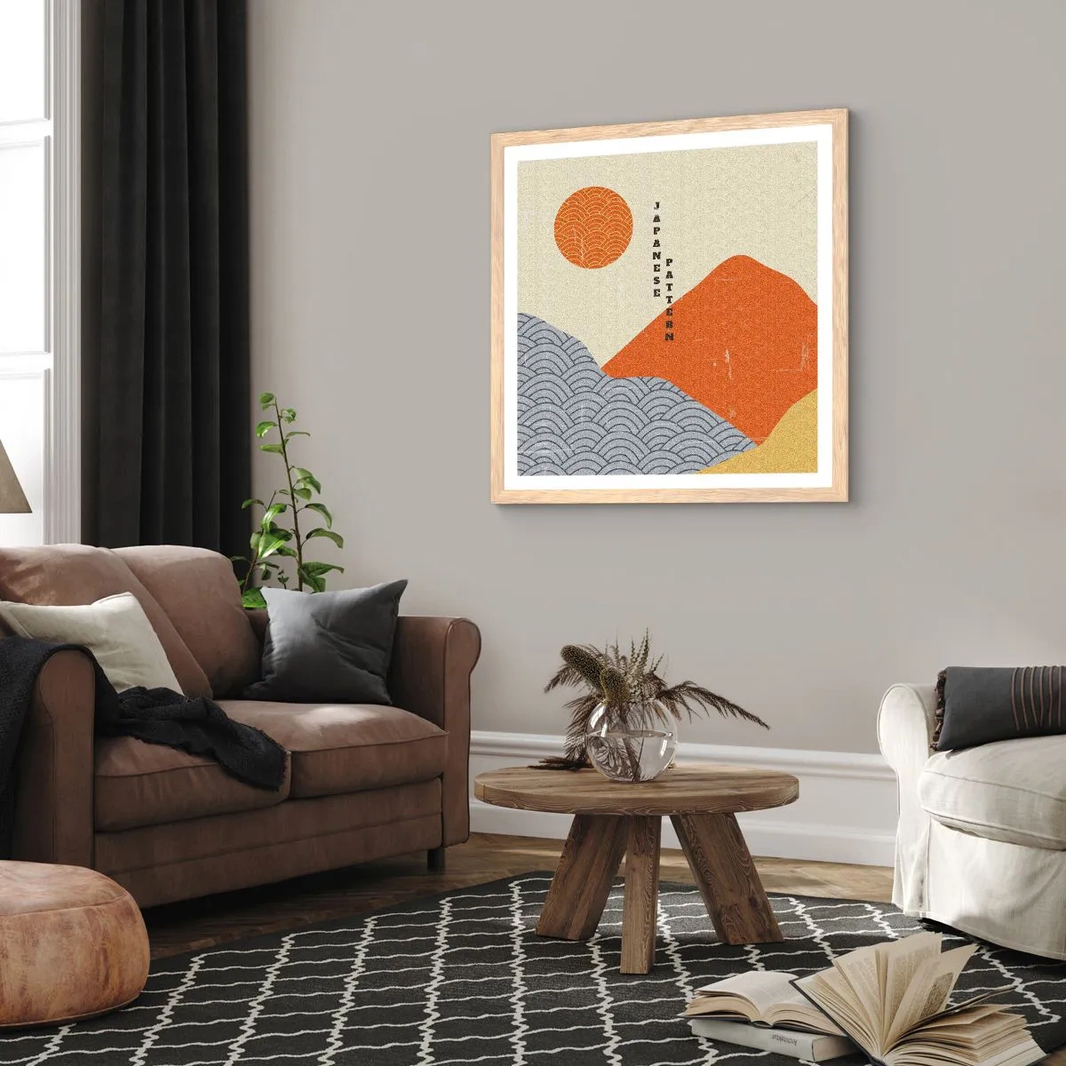 Affiche dans un chêne clair - Poster - Dans l'esprit japonais - 30x30 cm