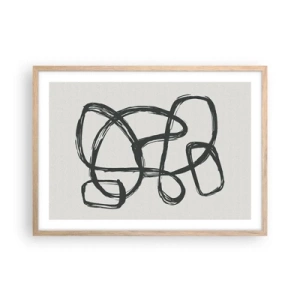 Affiche dans un chêne clair - Poster - Abstraction en boucle - 70x50 cm