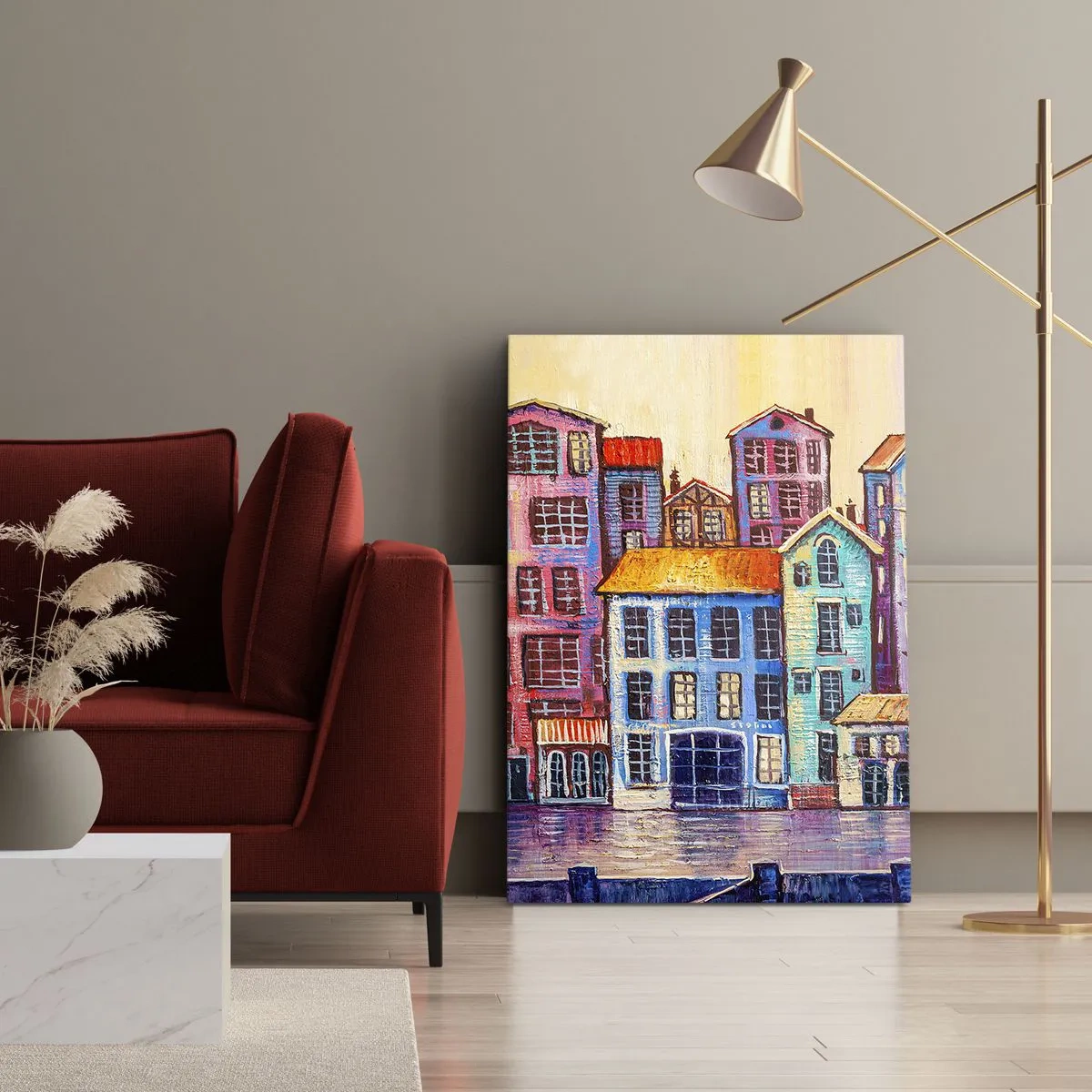 Impression sur toile - Image sur toile - Une ville comme dans un conte de fées - 65x120 cm