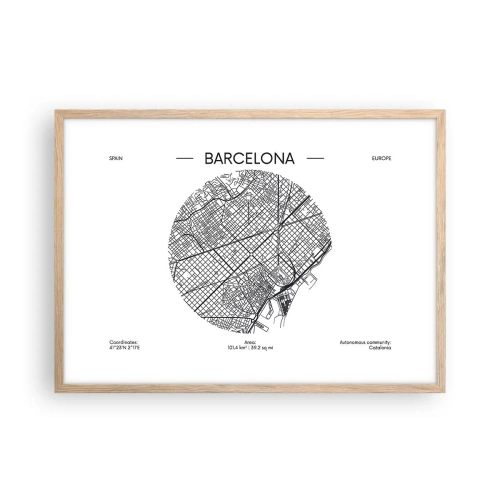 Affiche dans un chêne clair - Poster - Anatomie de Barcelone - 70x50 cm