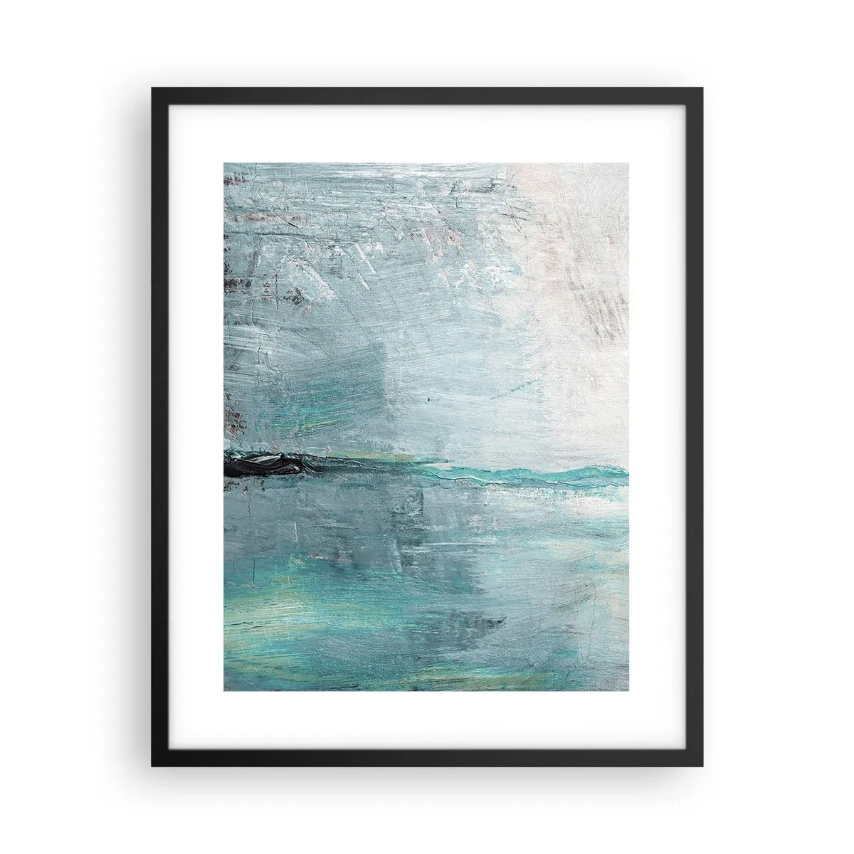 Affiche dans un cadre noir - Poster - Horizontalement en bleu - 40x50 cm