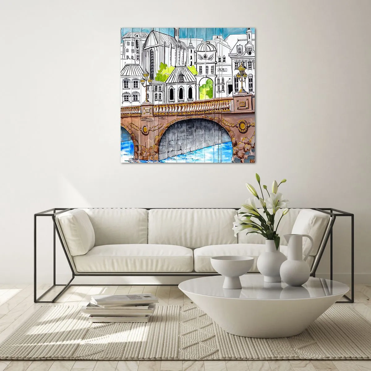 Impression sur verre - Image sur verre - Une ville comme peinte - 50x50 cm