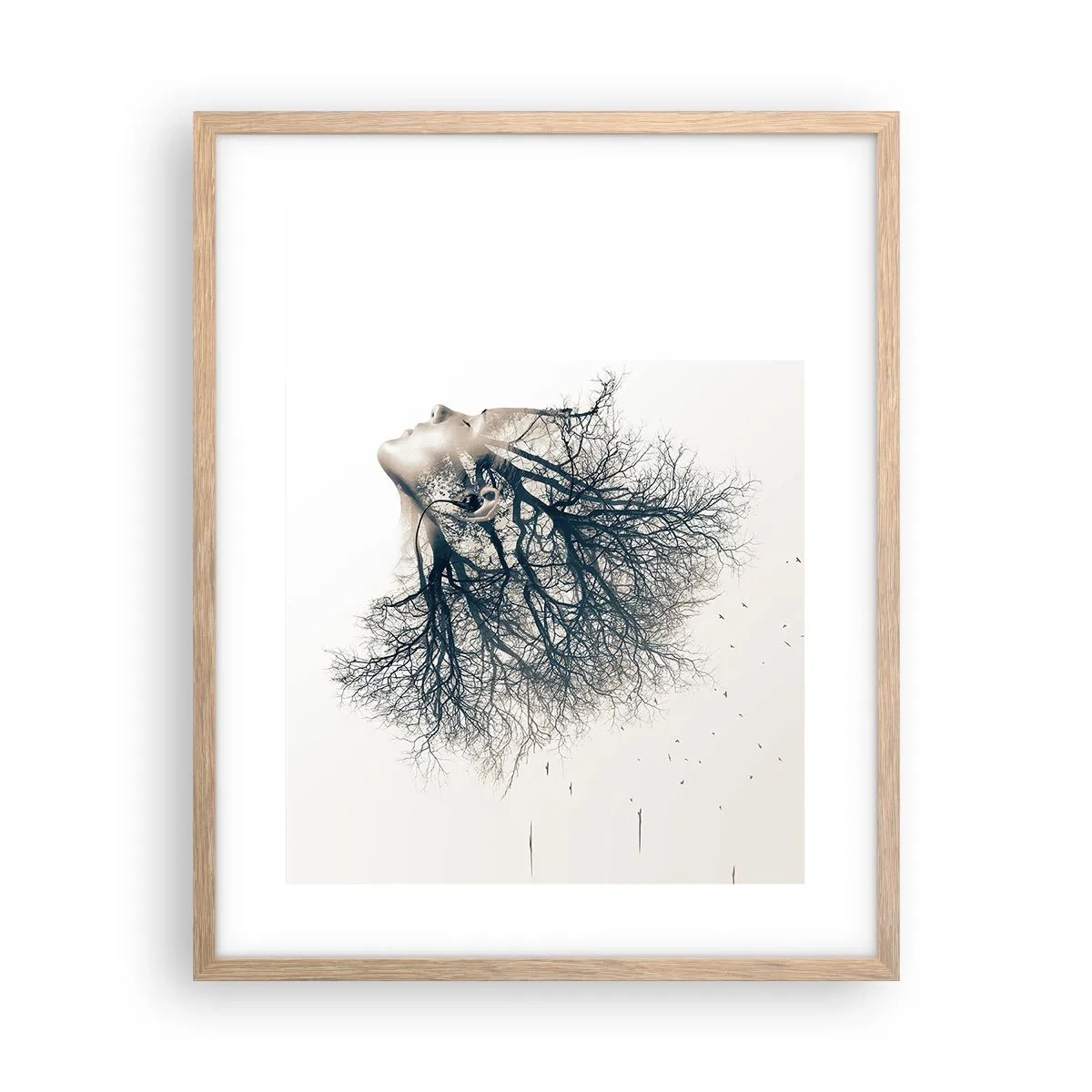 Affiche dans un chêne clair - Poster - Écouter le murmure des arbres - 40x50 cm