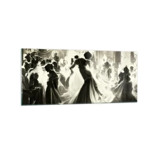 Impression sur verre - Image sur verre - Boule de style rétro en noir et blanc - 120x50cm - La grande mascarade - Décoration murale moderne pour le salon et la chambre ARTTOR