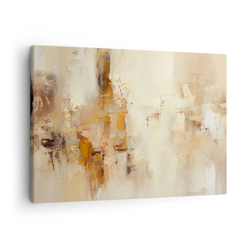 Impression sur toile - Image sur toile - Une composition abstraite dans des tons chauds de jaune et de marron. - 70x50cm - Âme de l'ambre - Décoration murale moderne pour le salon et la chambre ARTTOR