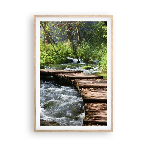 Affiche dans un chêne clair - Poster - Au-dessus de la cascade mousseuse - 61x91 cm