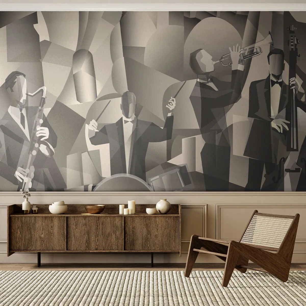 Papier Peint Photo Standard Eco - Dans l'espace des sons - Abstraction, Groupe, le jazz - 500x350 cm