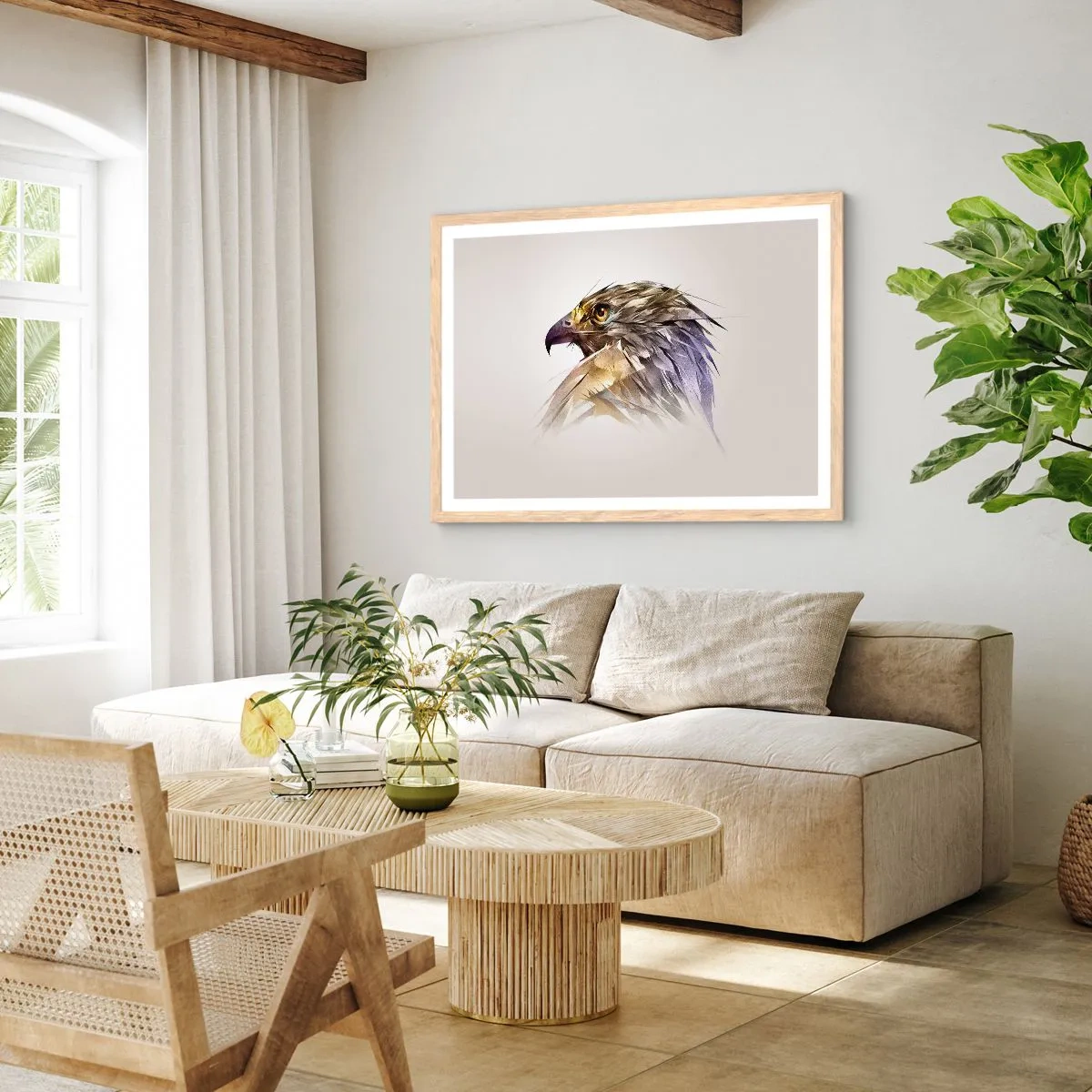 Affiche dans un chêne clair - Poster - Portrait d'un guerrier - 100x70 cm