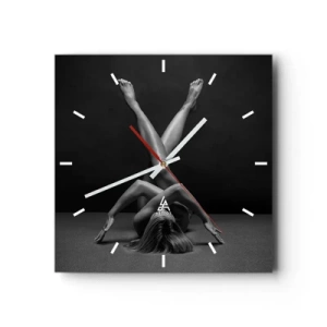 Horloge murale - Pendule murale - Une vision artistique d'une femme en noir et blanc - 30x30cm - Géométrie de la nudité - Décoration murale moderne pour le salon et la chambre ARTTOR