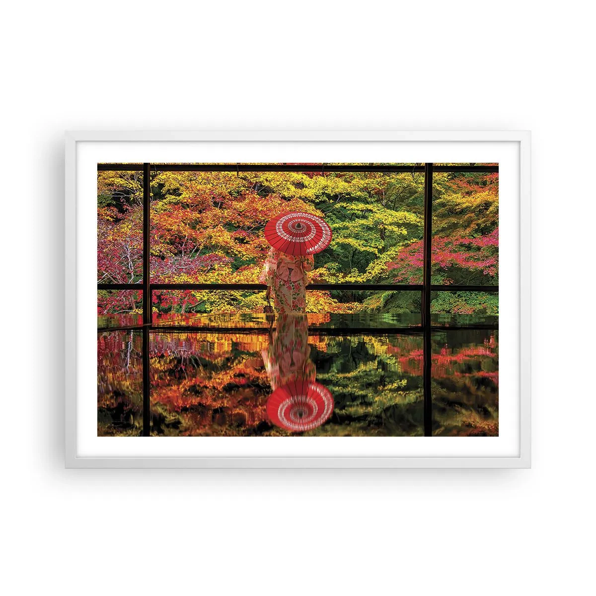 Affiche dans un cadre blanc - Poster - Dans le temple de la nature - 70x50 cm