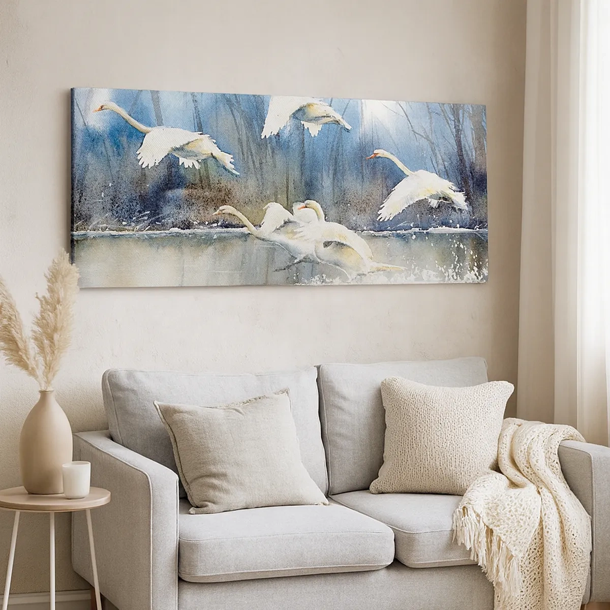 Impression sur toile - Image sur toile - Comme dans un conte de fées sur les cygnes sauvages - 30x30 cm