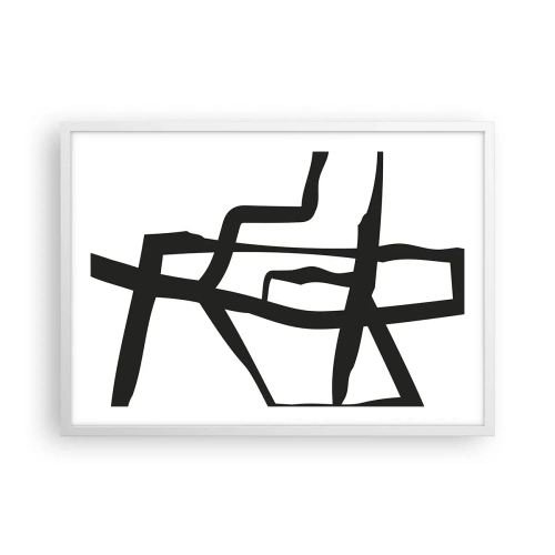 Affiche dans un cadre blanc - Poster - Conception noir et blanc - 70x50 cm