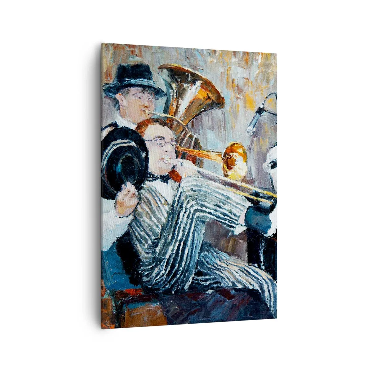 Impression sur toile - Image sur toile - Des musiciens de jazz dans un style pictural lors d'un concert - 70x100cm - C'est tout le Jazz - Décoration murale moderne pour le salon et la chambre ARTTOR